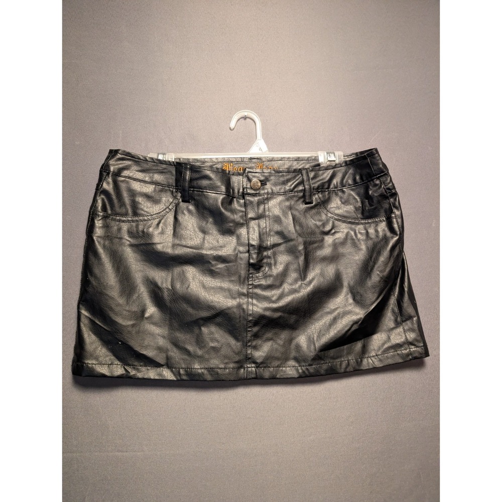 Vega Jeans Faux Leather Mini Skirt Womens 11 Black RB6631J Casual Party